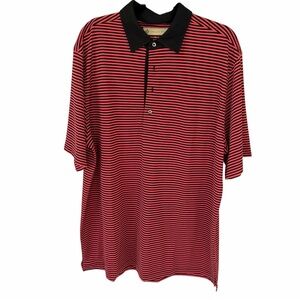Donald Ross Sport Golf Polo XL Pink Black Striped Short Sleeve Shirt